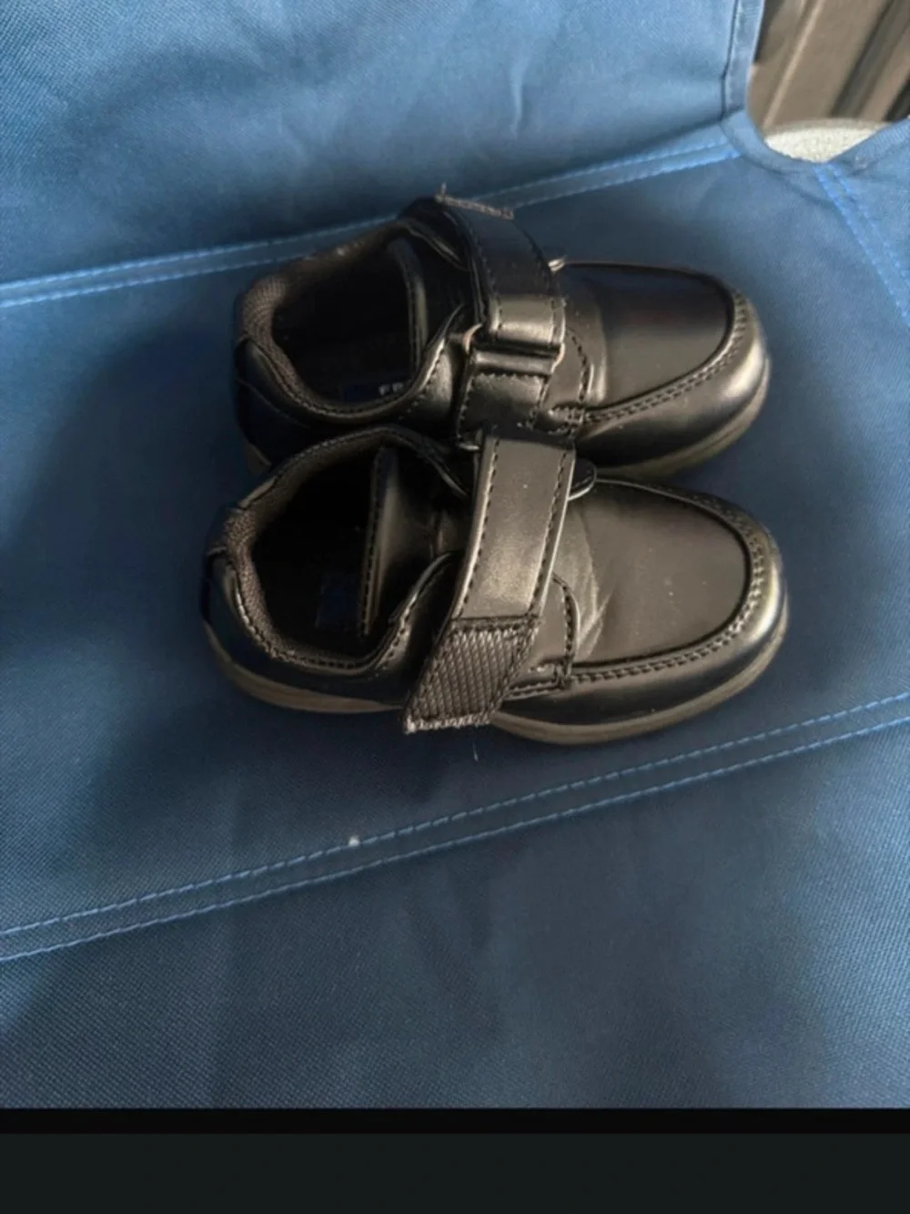 French Toast Black Velcro Dress Shoes for Kids